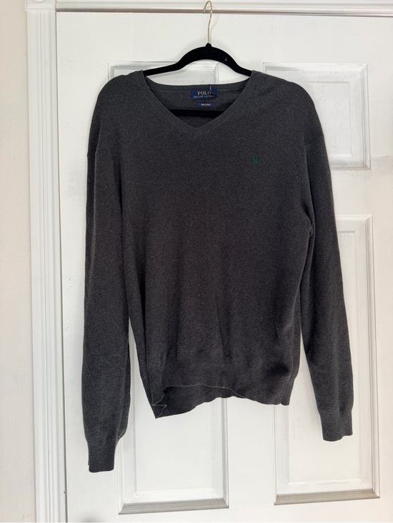 Ralph Lauren Other - Ralph Lauren Charcoal V-Neck Pima Cotton Sweater with Green Pony